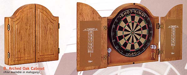 Arched Oak dartboard cabinet