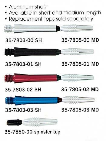Spinster aluminum spinning dart shafts