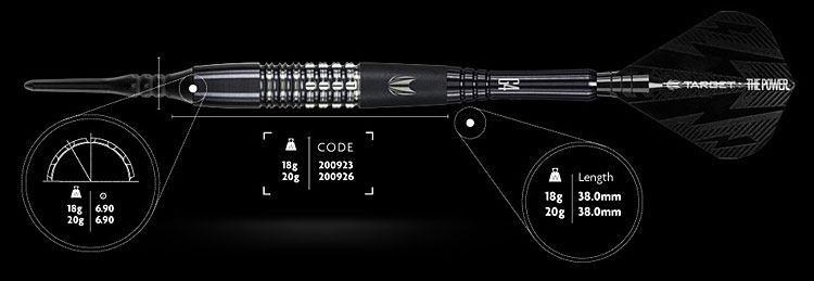 Phil Taylor 95% soft-tip black Titanium